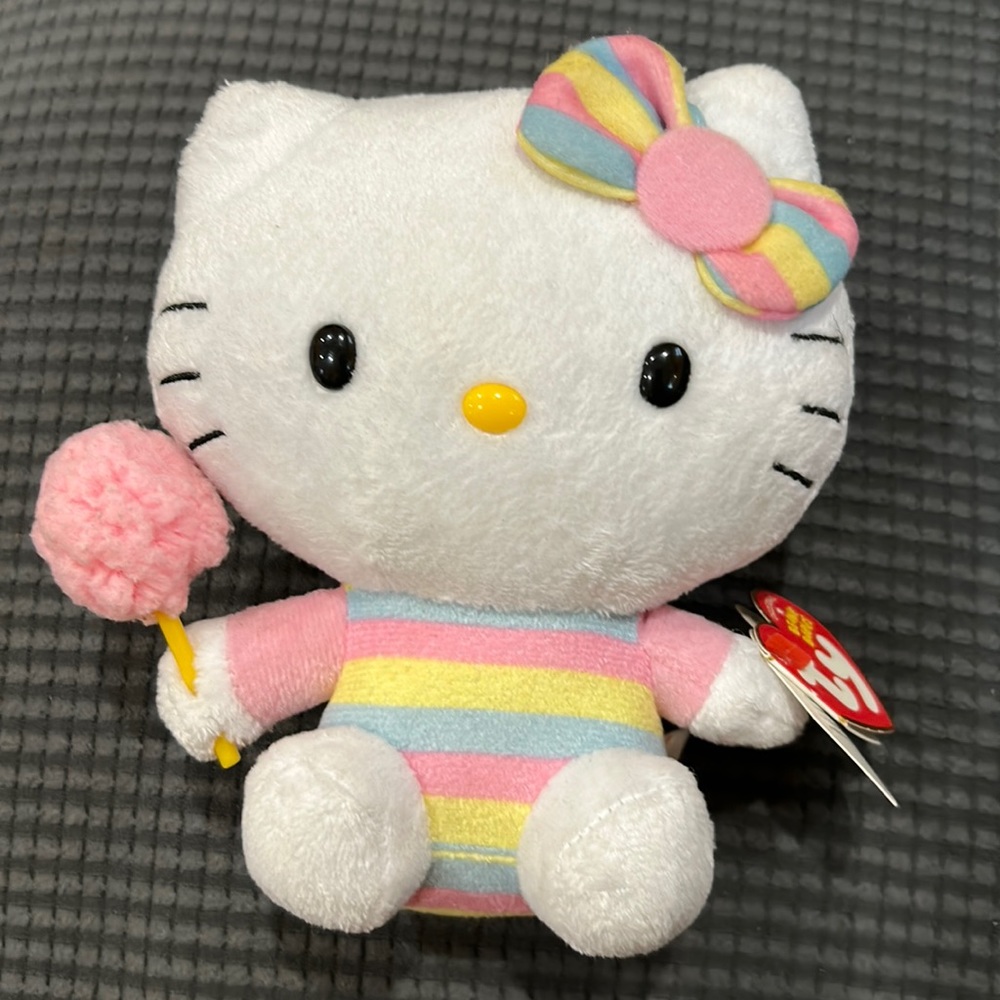 TY Hello Kitty Beanie Babies Collection, 6” plush, cotton candy